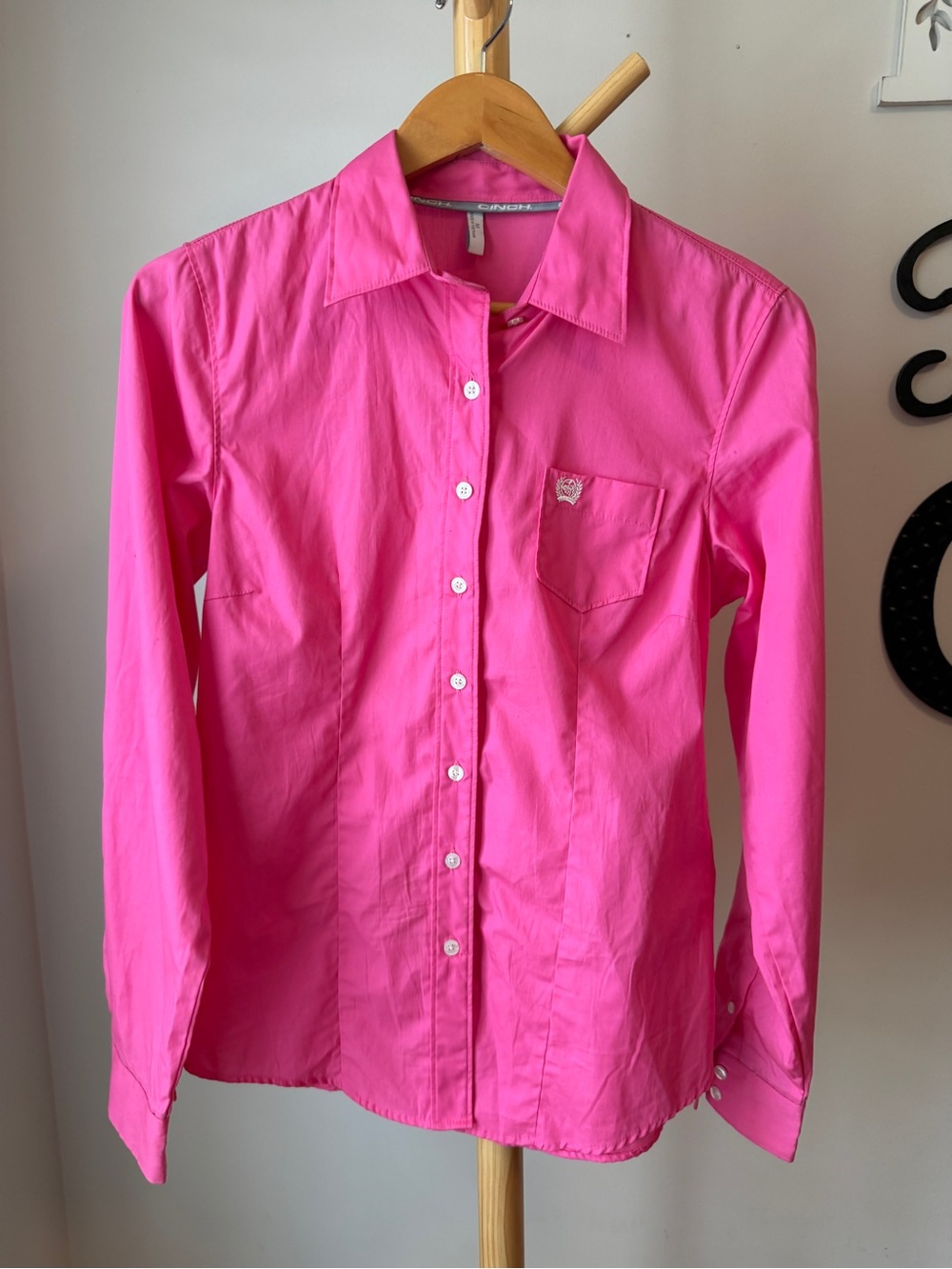 Cinch Arena Fit 100% Cotton Button Down Western Shirt Size Medium Hot Pink - Picture 3 of 8